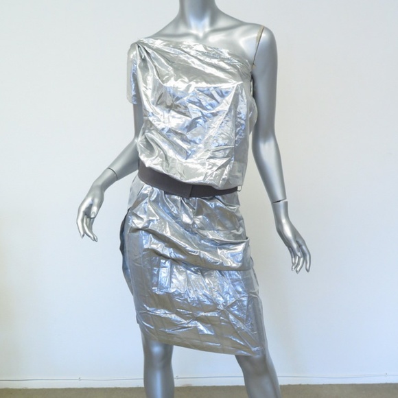 MaxMara Dresses & Skirts - NEW Max Mara Dress Metallic Belted One Shoulder
